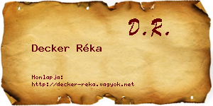 Decker Réka névjegykártya